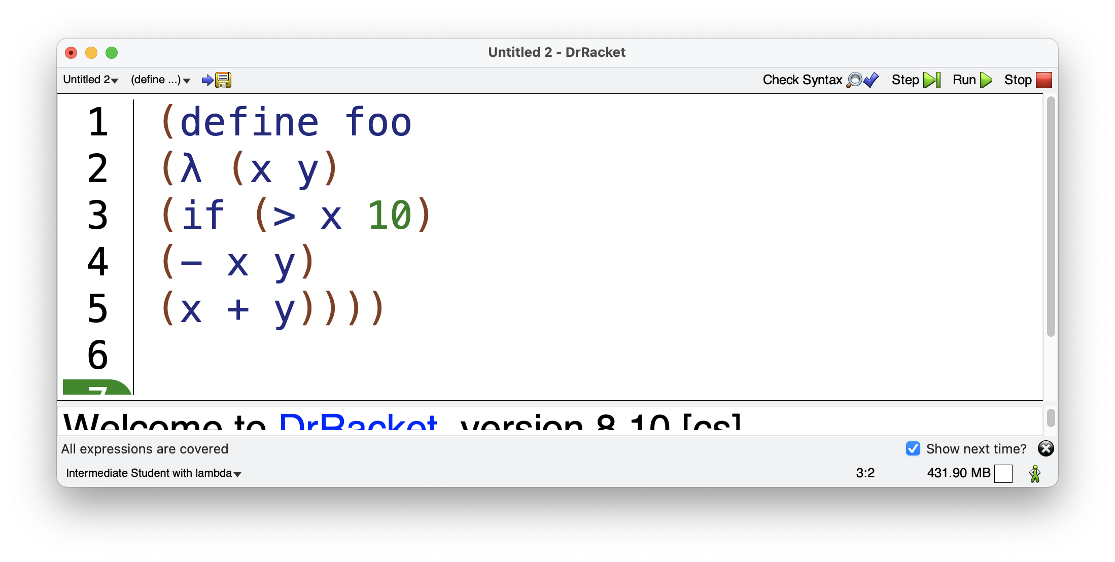 incorrectly formatted example