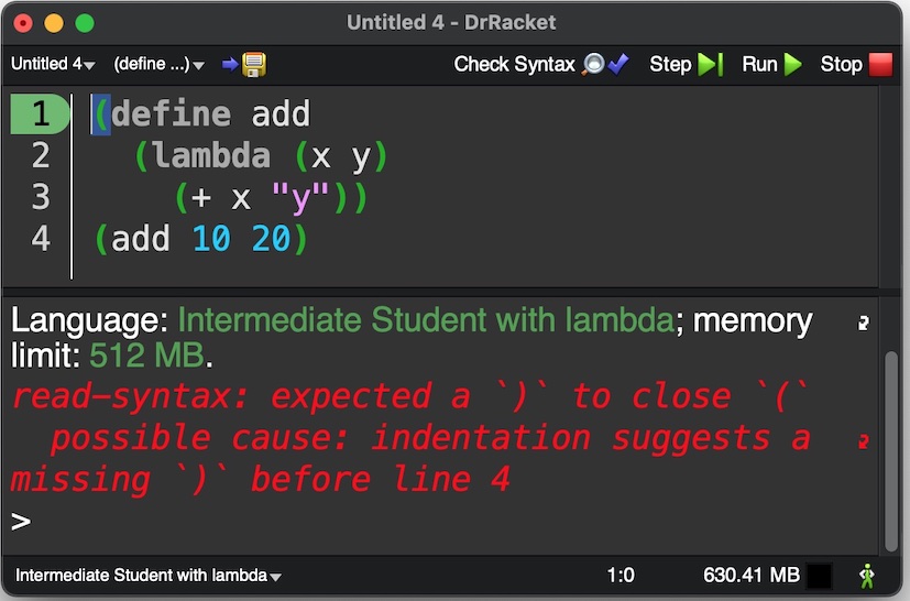 Syntax Error Example 1